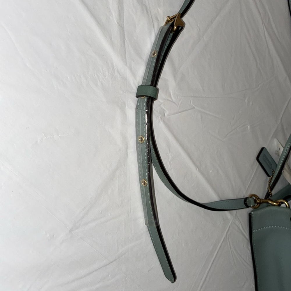 Coach Small Leather Satchel in Seafoam Green with Gold Hardware - Picture 7 of 11